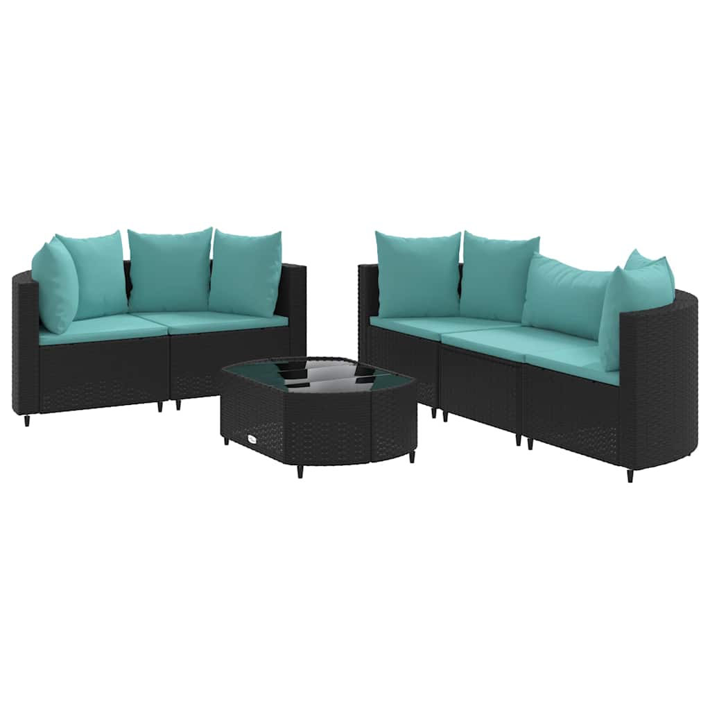 Thumbnail - vidaXL 6-tlg. Garten-Sofagarnitur mit Kissen Schwarz Poly Rattan