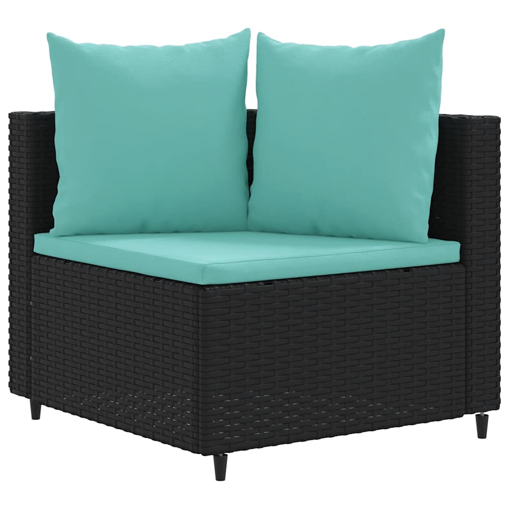 vidaXL 6-delige Loungeset met kussens poly rattan zwart afbeelding