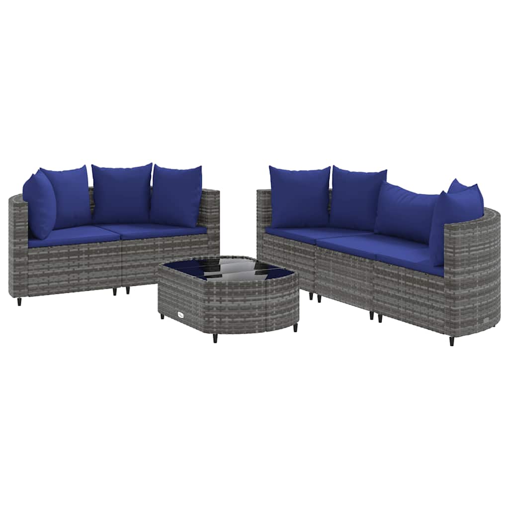 Thumbnail - vidaXL 6-tlg. Garten-Sofagarnitur mit Kissen Grau Poly Rattan