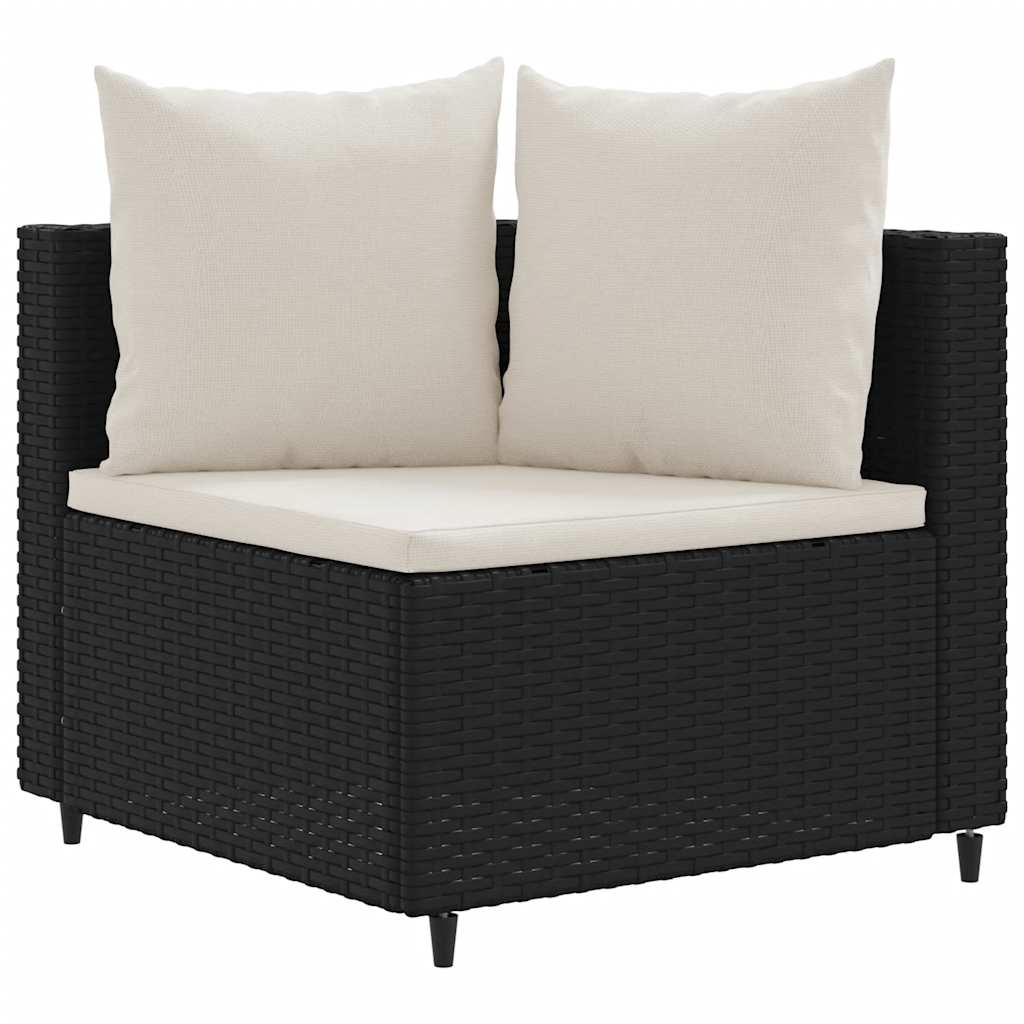vidaXL 9-delige Loungeset met kussens poly rattan zwart afbeelding