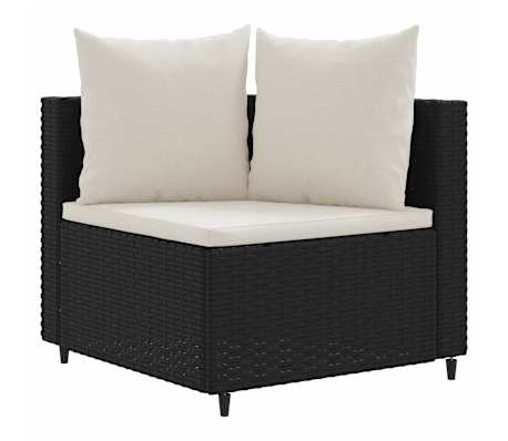 vidaXL Salon de jardin 9 pcs avec coussins noir r&eacute;sine tress&eacute;e