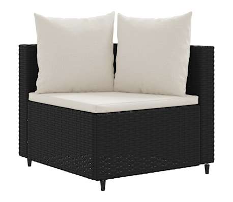vidaXL Salon de jardin 7 pcs avec coussins noir r&eacute;sine tress&eacute;e