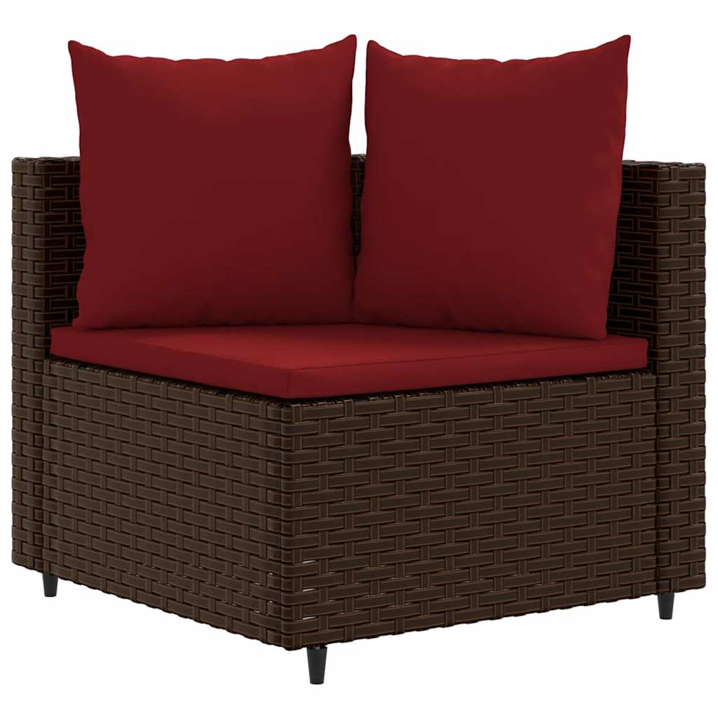 Thumbnail - vidaXL 7-tlg. Garten-Sofagarnitur mit Kissen Braun Poly Rattan