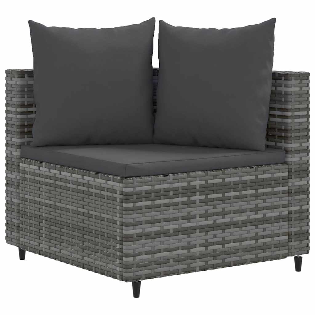 vidaXL 5 részes szürke polyrattan kerti ülőgarnitúra párnákkal
