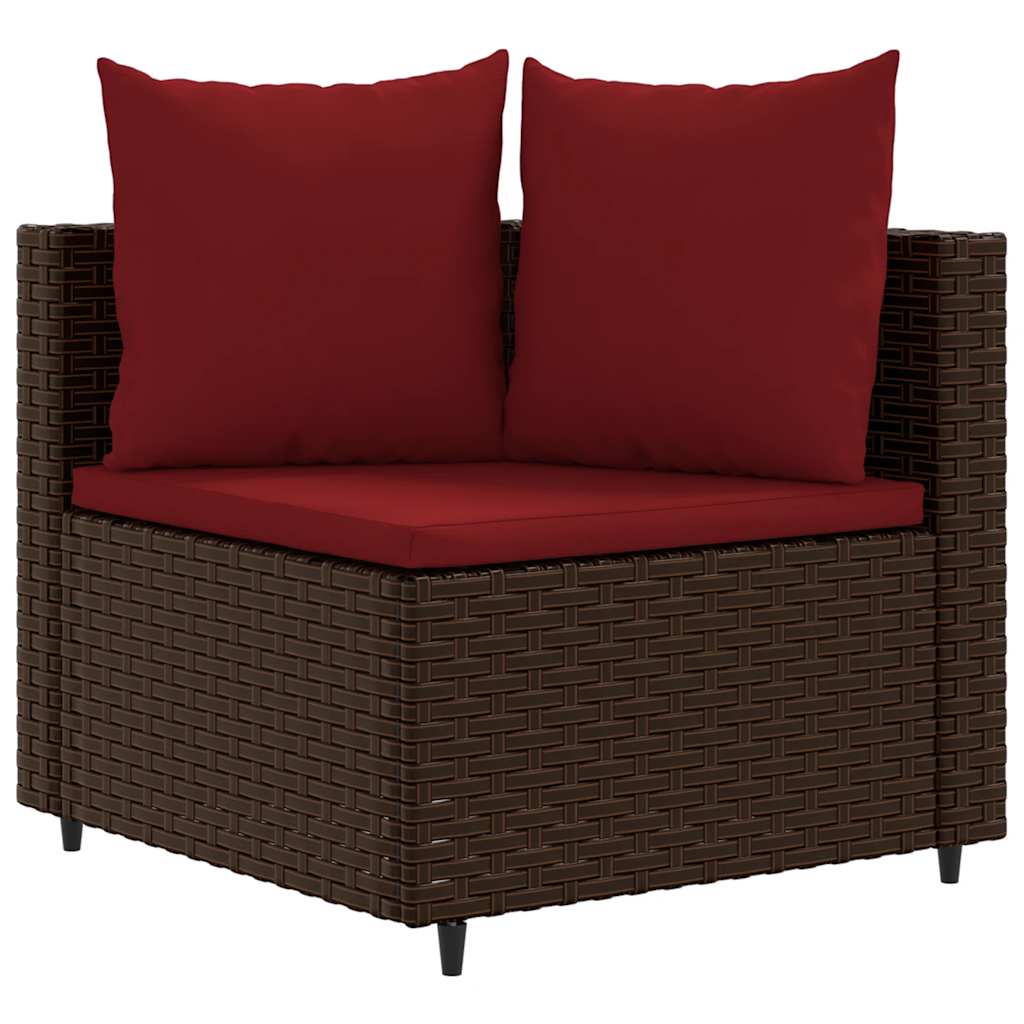 vidaXL 3-delige Loungeset met kussens poly rattan bruin afbeelding