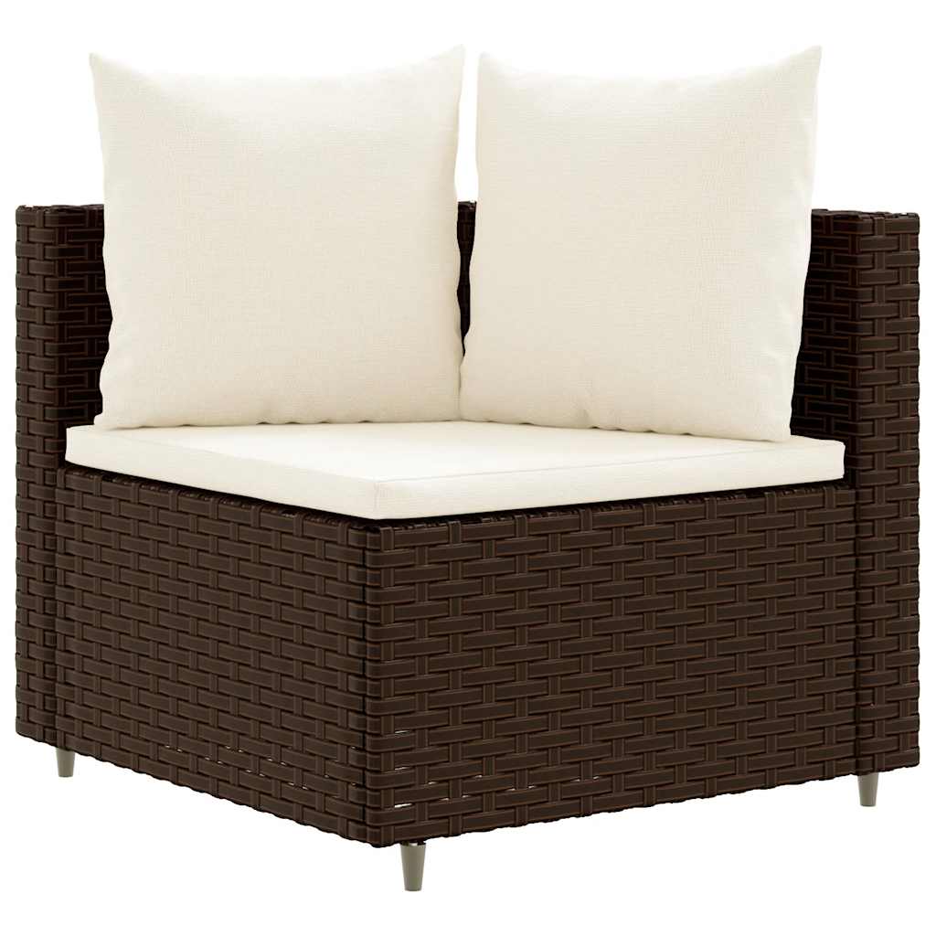 vidaXL 4-delige Loungeset met kussens poly rattan bruin afbeelding