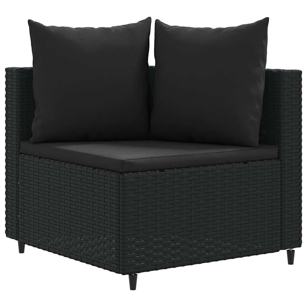 vidaXL 4-delige Loungeset met kussens poly rattan zwart afbeelding