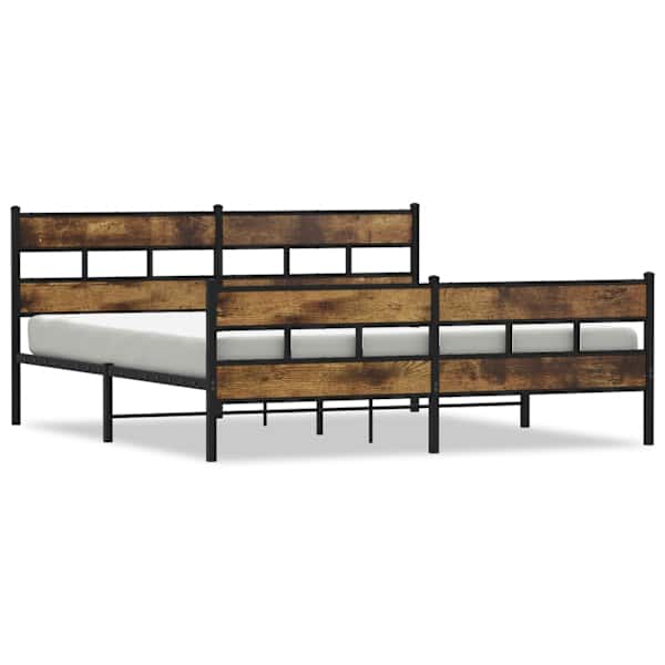 vidaXL metallist voodiraam ilma madratsita suitsutatud tamm 180x200 cm