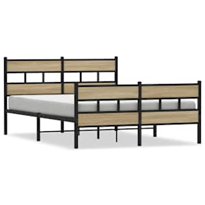 vidaXL metallist voodiraam ilma madratsita Sonoma tamm 150x200 cm