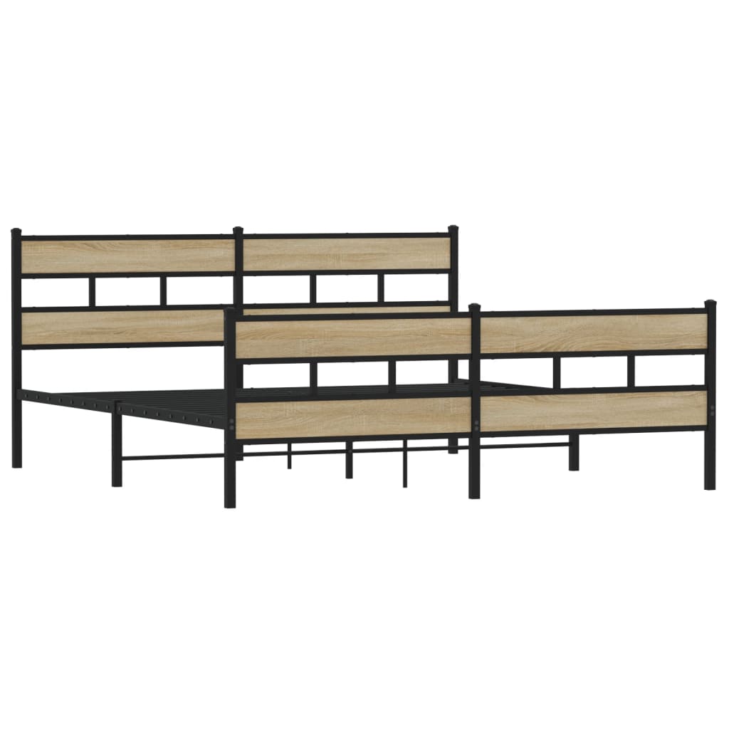 vidaXL Bedframe zonder matras metaal sonoma eikenkleurig 193x203 cm afbeelding