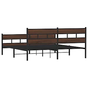Kovový rám postele bez matrace hnědý dub 183 x 213 cm - obrázek 6