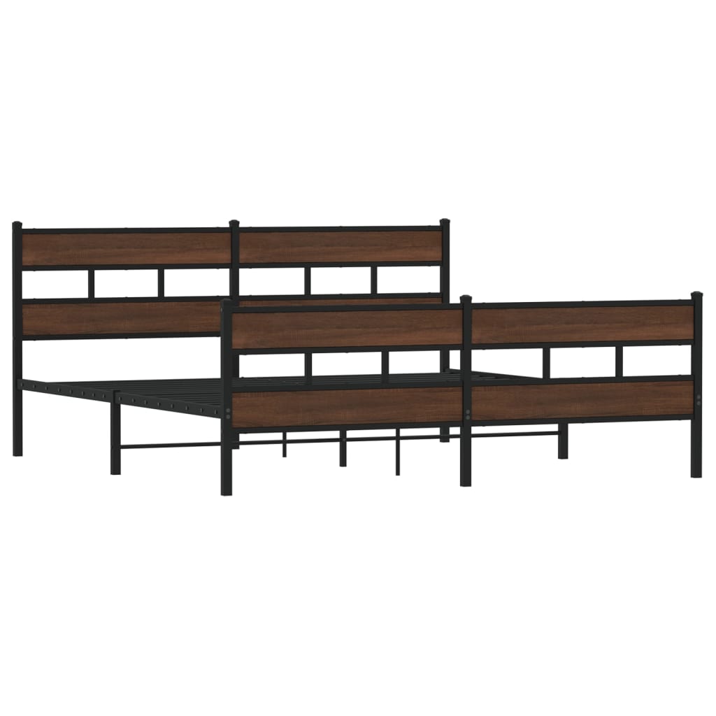 vidaXL Bedframe zonder matras metaal bruin eikenkleur 193x203 cm afbeelding