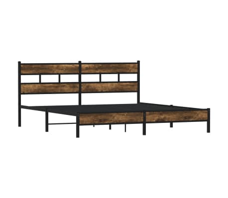 vidaXL Cadre de lit en m&eacute;tal sans matelas ch&ecirc;ne fum&eacute; 180x200 cm