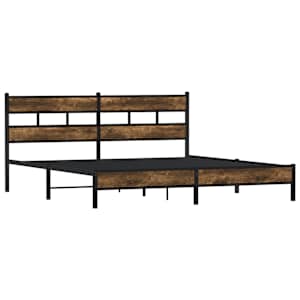 vidaXL Cadre de lit en m&eacute;tal sans matelas ch&ecirc;ne fum&eacute; 180x200 cm