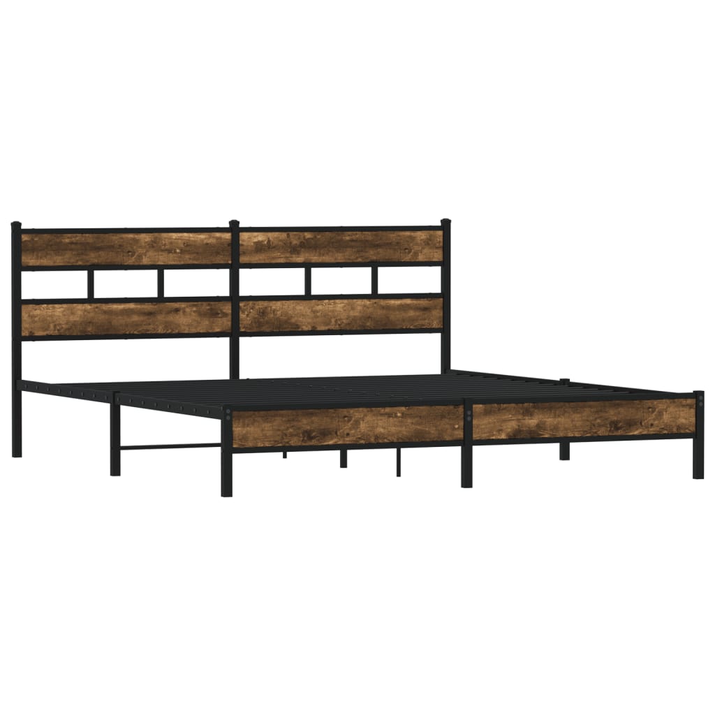 vidaXL Bedframe zonder matras metaal gerookt eikenkleurig 200x200 cm afbeelding