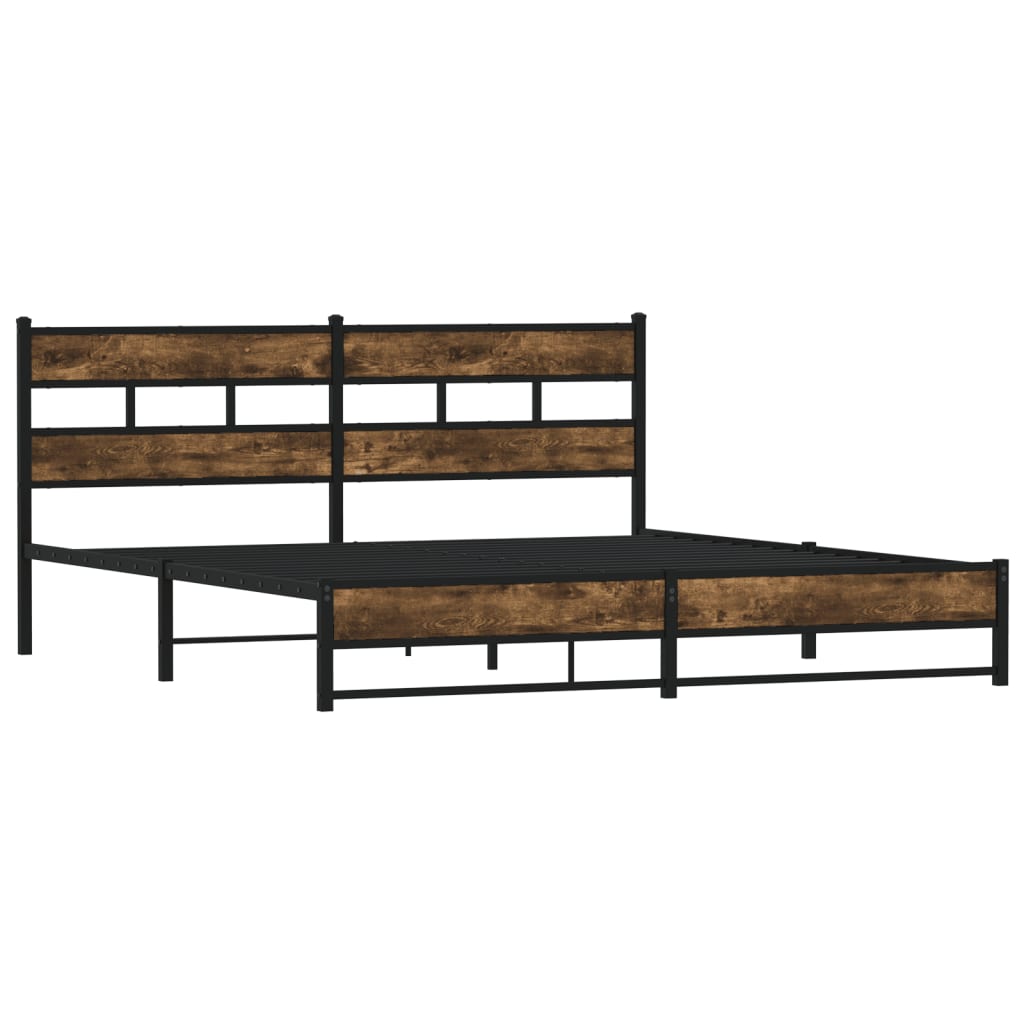 vidaXL Bedframe zonder matras metaal gerookt eikenkleurig 183x213 cm afbeelding