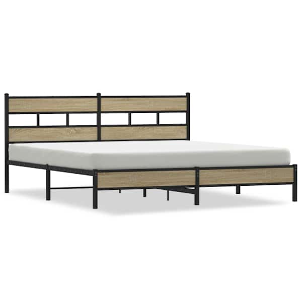 vidaXL metallist voodiraam ilma madratsita Sonoma tamm 180x200 cm