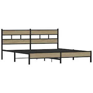 Kovový rám postele bez matrace dub sonoma 200 x 200 cm - obrázek 3