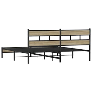 Kovový rám postele bez matrace dub sonoma 200 x 200 cm - obrázek 6