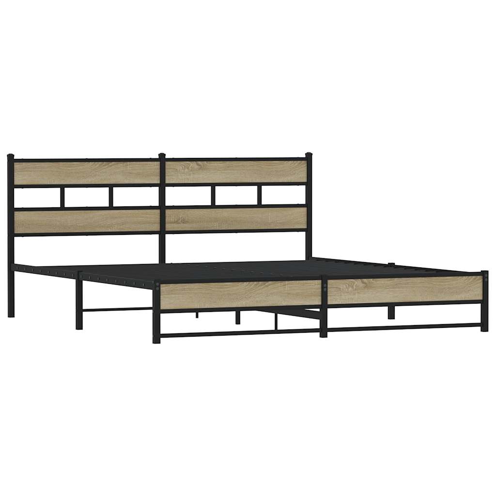 vidaXL Bedframe zonder matras metaal sonoma eikenkleurig 183x213 cm afbeelding