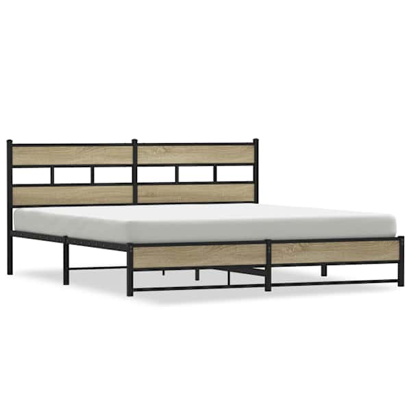 vidaXL metallist voodiraam ilma madratsita Sonoma tamm 193x203 cm