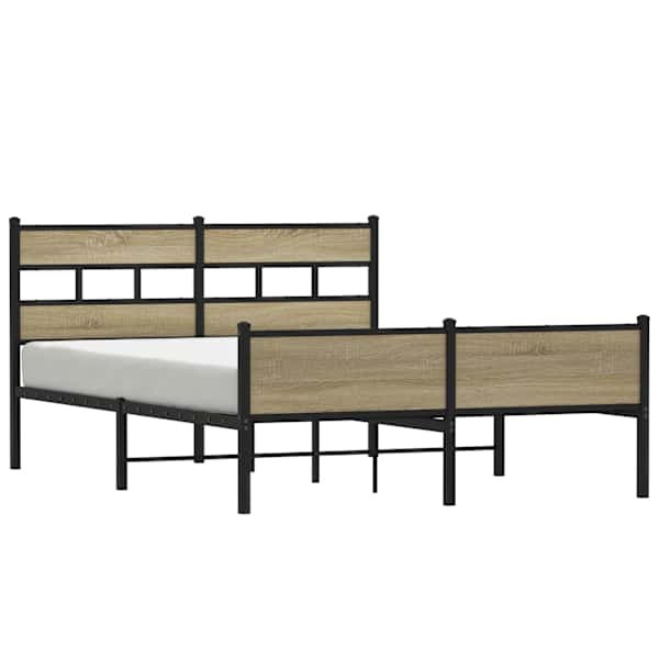 vidaXL metallist voodiraam ilma madratsita Sonoma tamm 160x200 cm