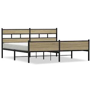 Kovový rám postele bez matrace dub sonoma 183 x 213 cm - obrázek 2