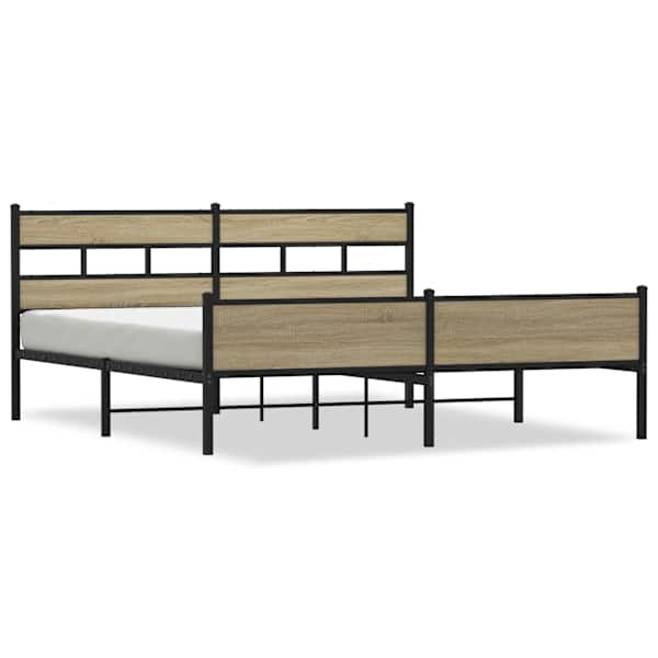 vidaXL metallist voodiraam ilma madratsita Sonoma tamm 200x200 cm