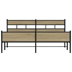 Kovový rám postele bez matrace dub sonoma 200 x 200 cm - obrázek 4