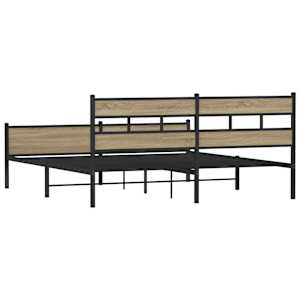 Kovový rám postele bez matrace dub sonoma 200 x 200 cm - obrázek 6