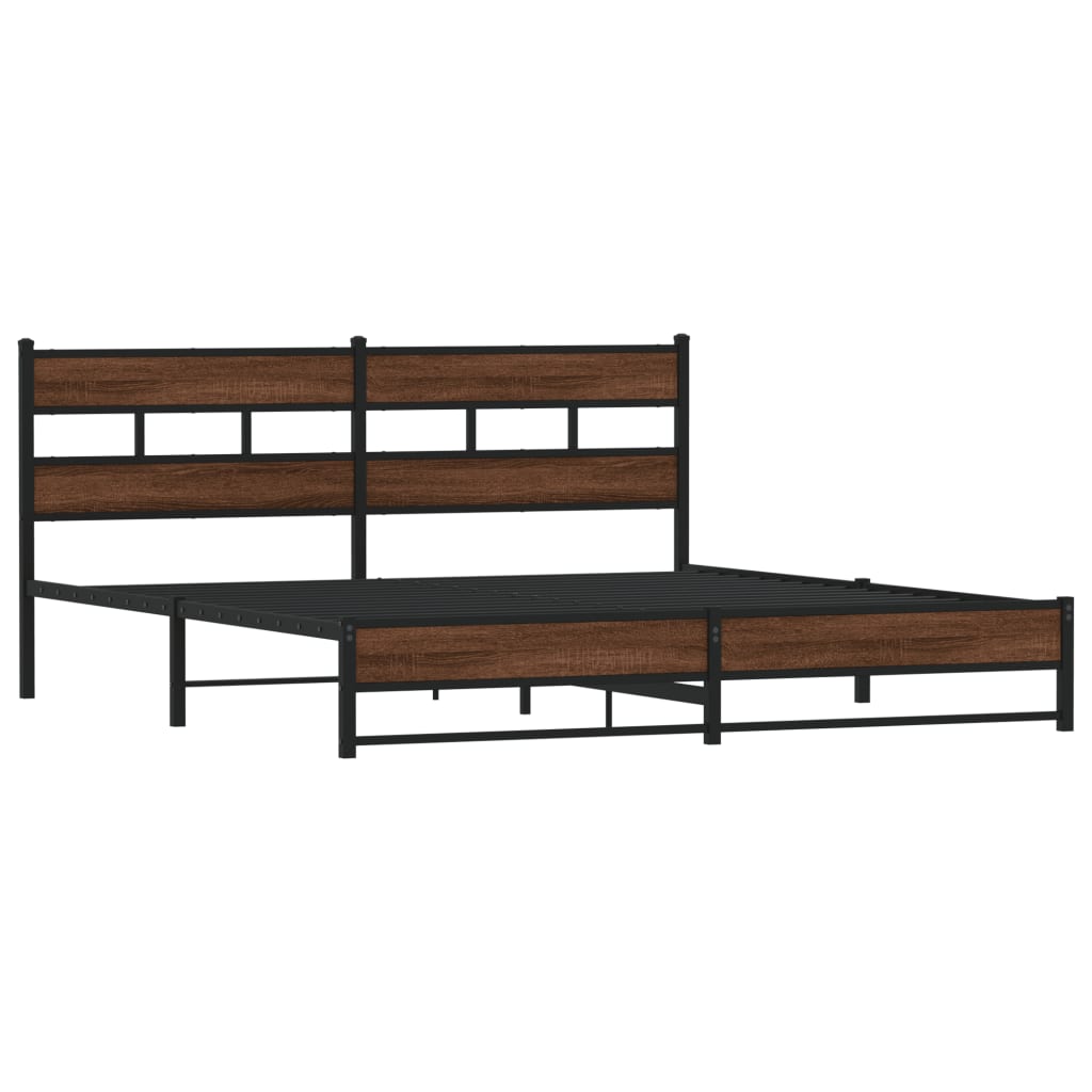 vidaXL Bedframe zonder matras metaal bruin eikenkleur 193x203 cm afbeelding