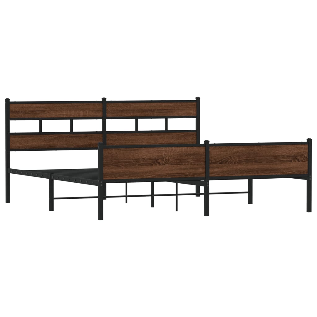 vidaXL Bedframe zonder matras metaal bruin eikenkleur 180x200 cm afbeelding