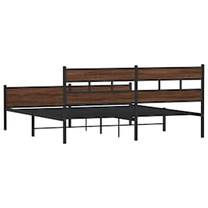 Kovový rám postele bez matrace hnědý dub 183 x 213 cm - obrázek 6