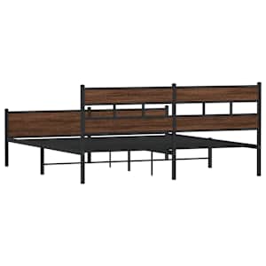 Kovový rám postele bez matrace hnědý dub 200 x 200 cm - obrázek 6