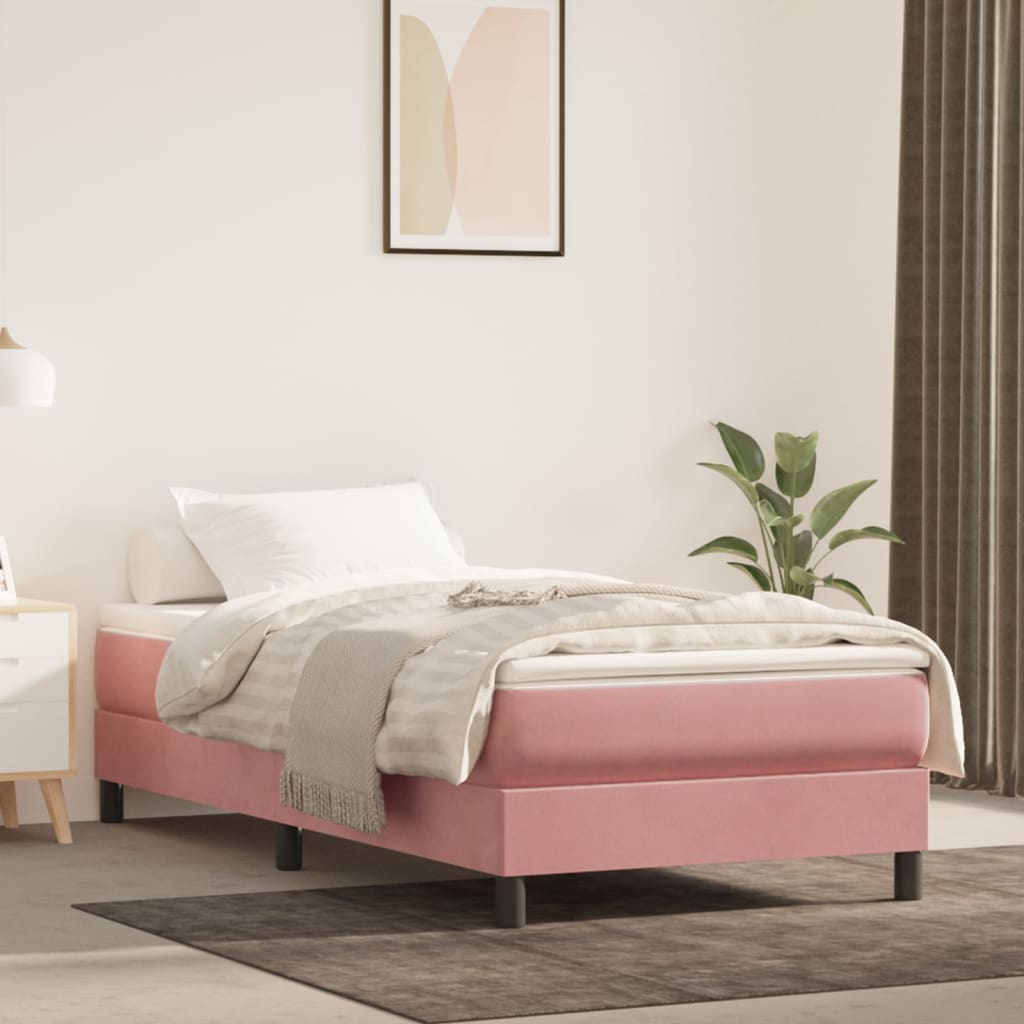 vidaXL Saltea de pat cu arcuri, roz, 80x210x20 cm, catifea