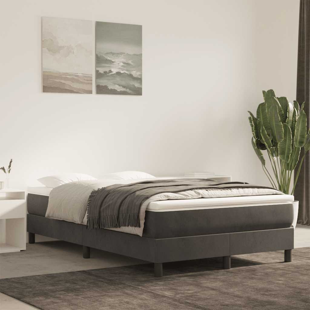 vidaXL Saltea de pat cu arcuri, gri închis, 140x210x20 cm, catifea
