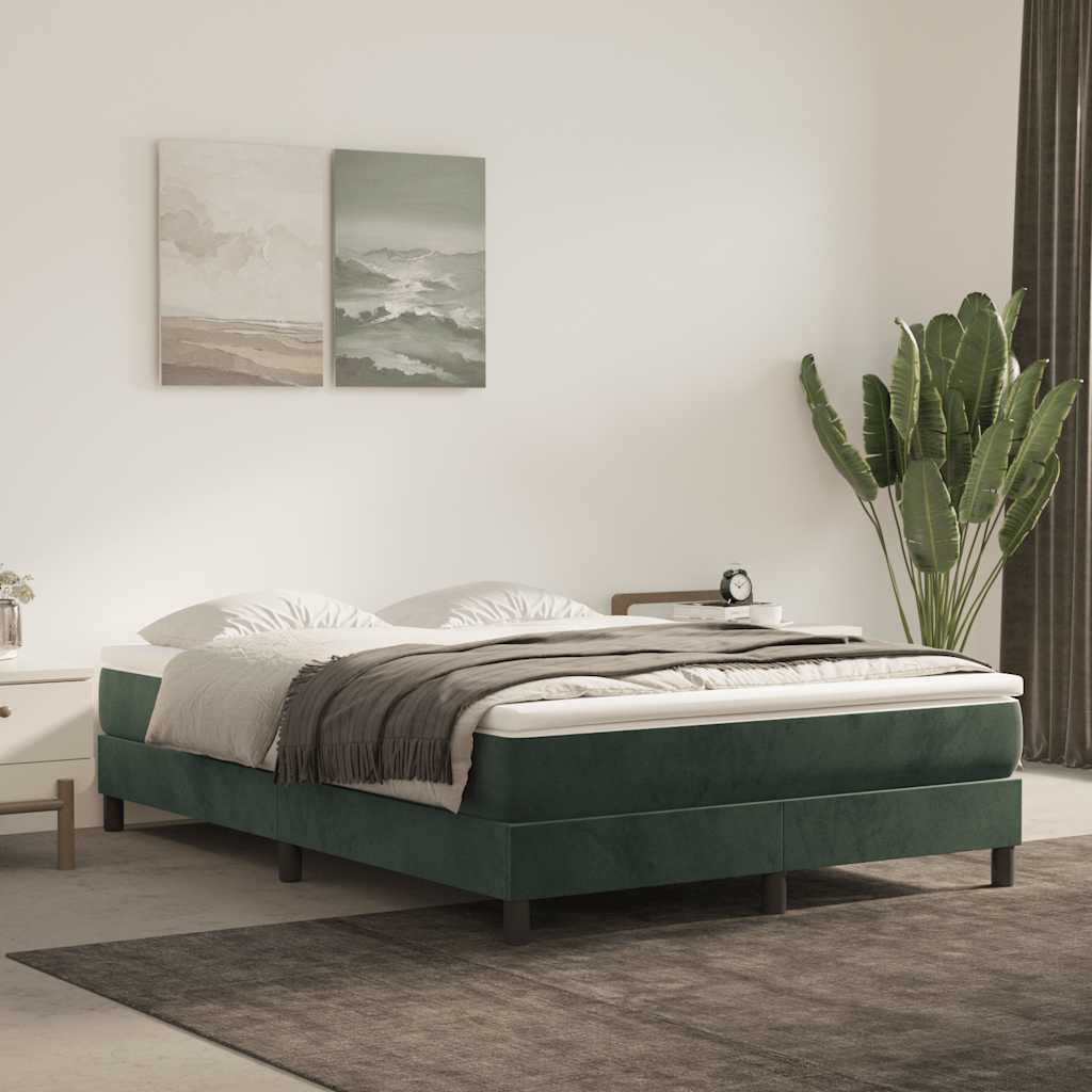 vidaXL Saltea de pat cu arcuri, verde închis, 140x210x20 cm, catifea