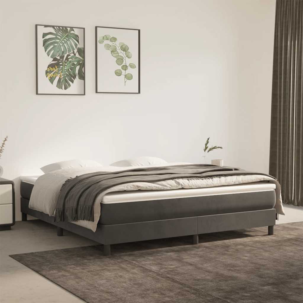 vidaXL Saltea de pat cu arcuri, gri închis, 160x210x20 cm, catifea