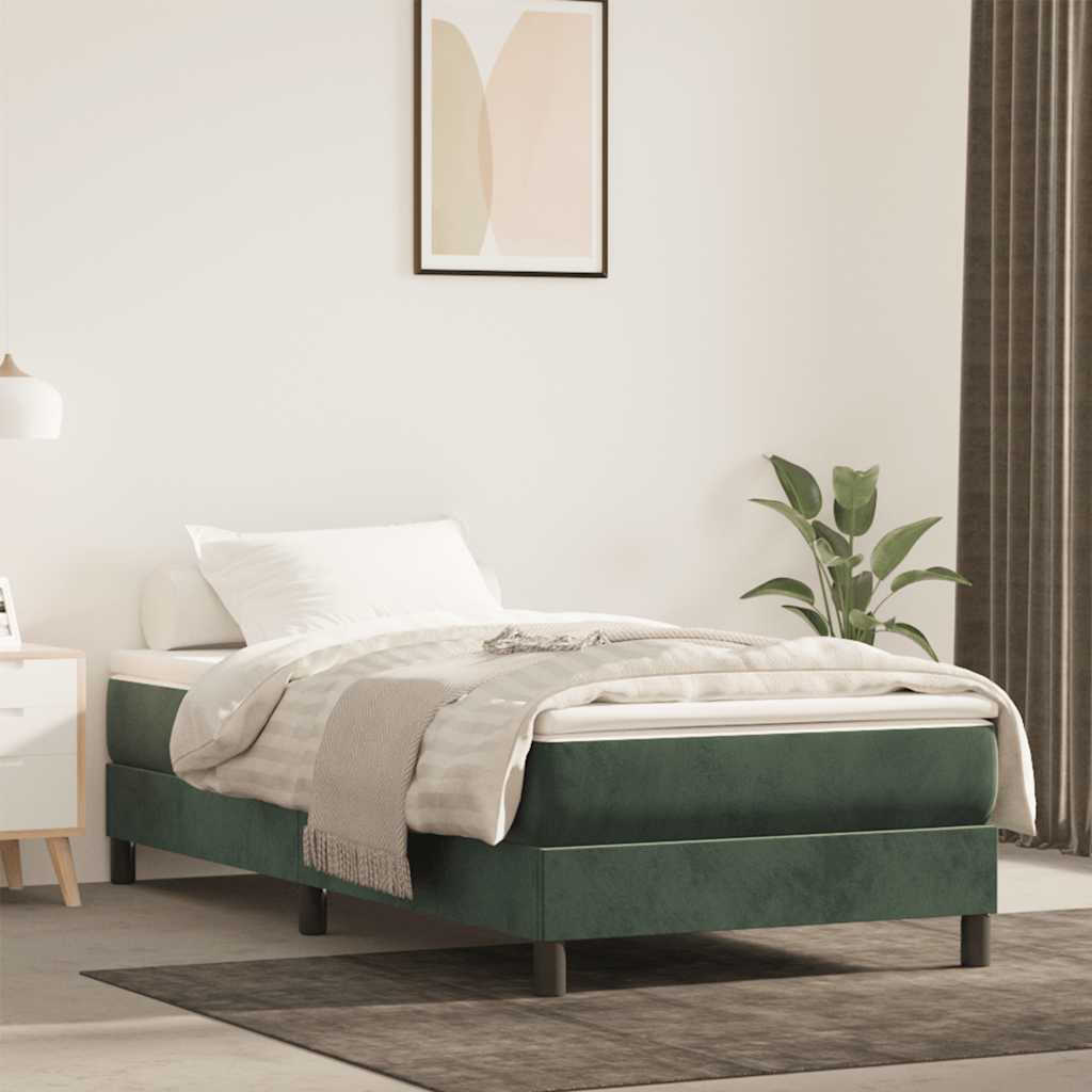 vidaXL Saltea de pat cu arcuri, verde închis, 80x220x20 cm, catifea