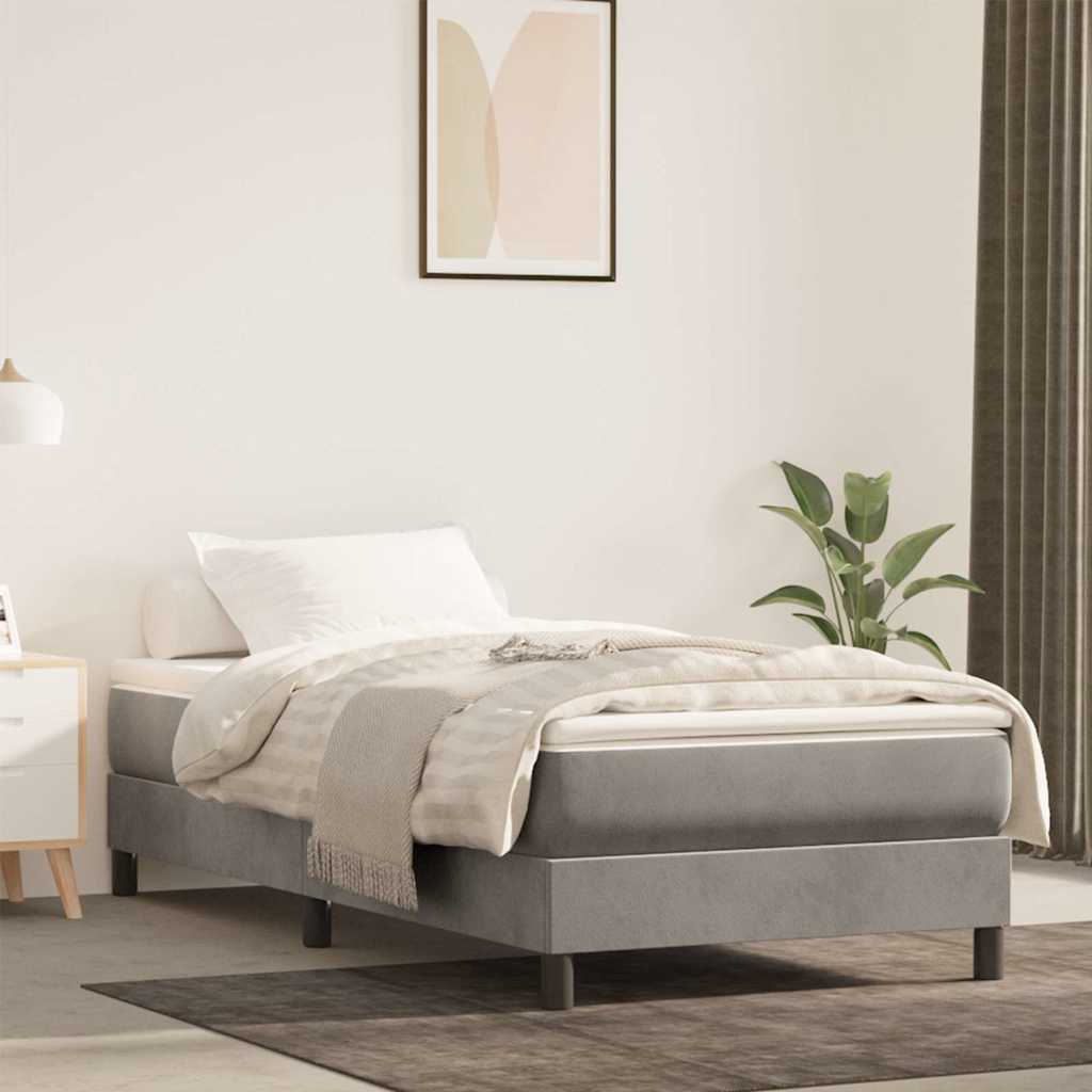 vidaXL Saltea de pat cu arcuri, gri deschis, 90x220x20 cm, catifea
