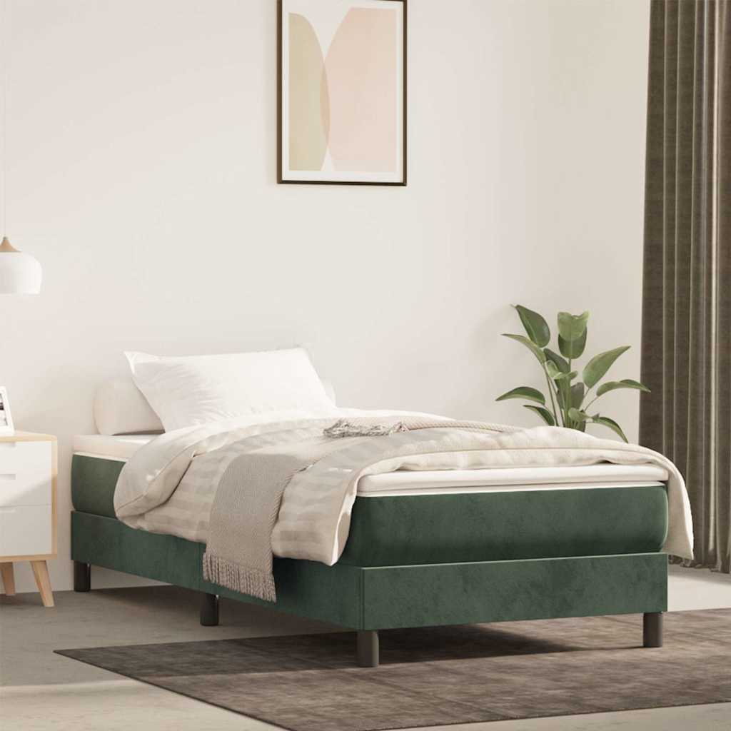 vidaXL Saltea de pat cu arcuri, verde închis, 90x220x20 cm, catifea