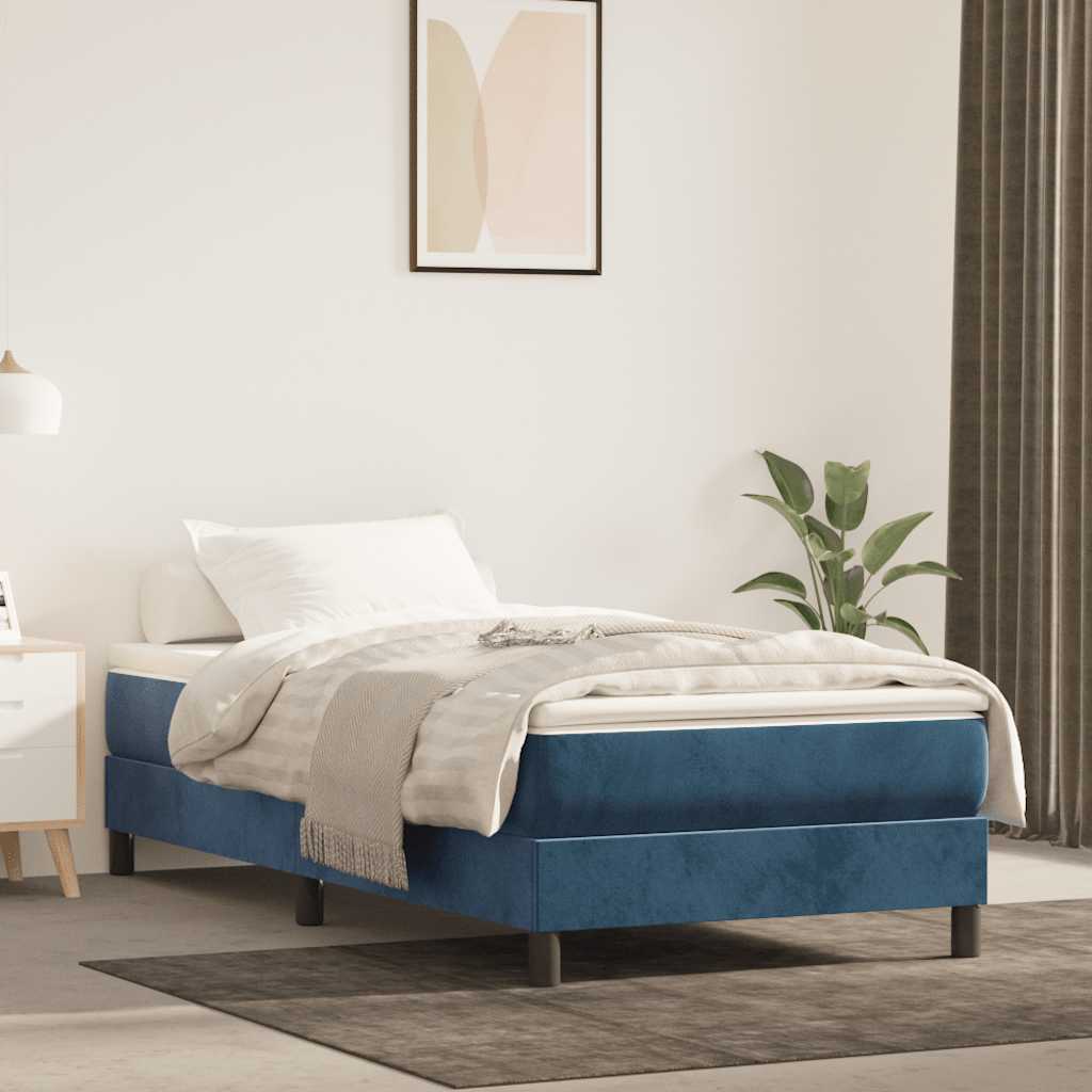 vidaXL Saltea pat cu arcuri, albastru închis, 100x220x20 cm, catifea
