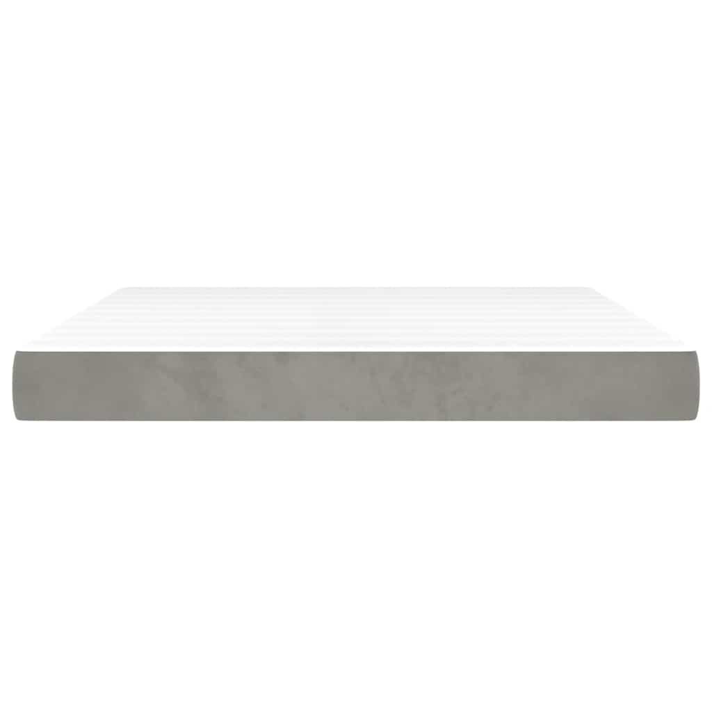 vidaXL Pocketveringmatras 160x220x20 cm fluweel lichtgrijs afbeelding