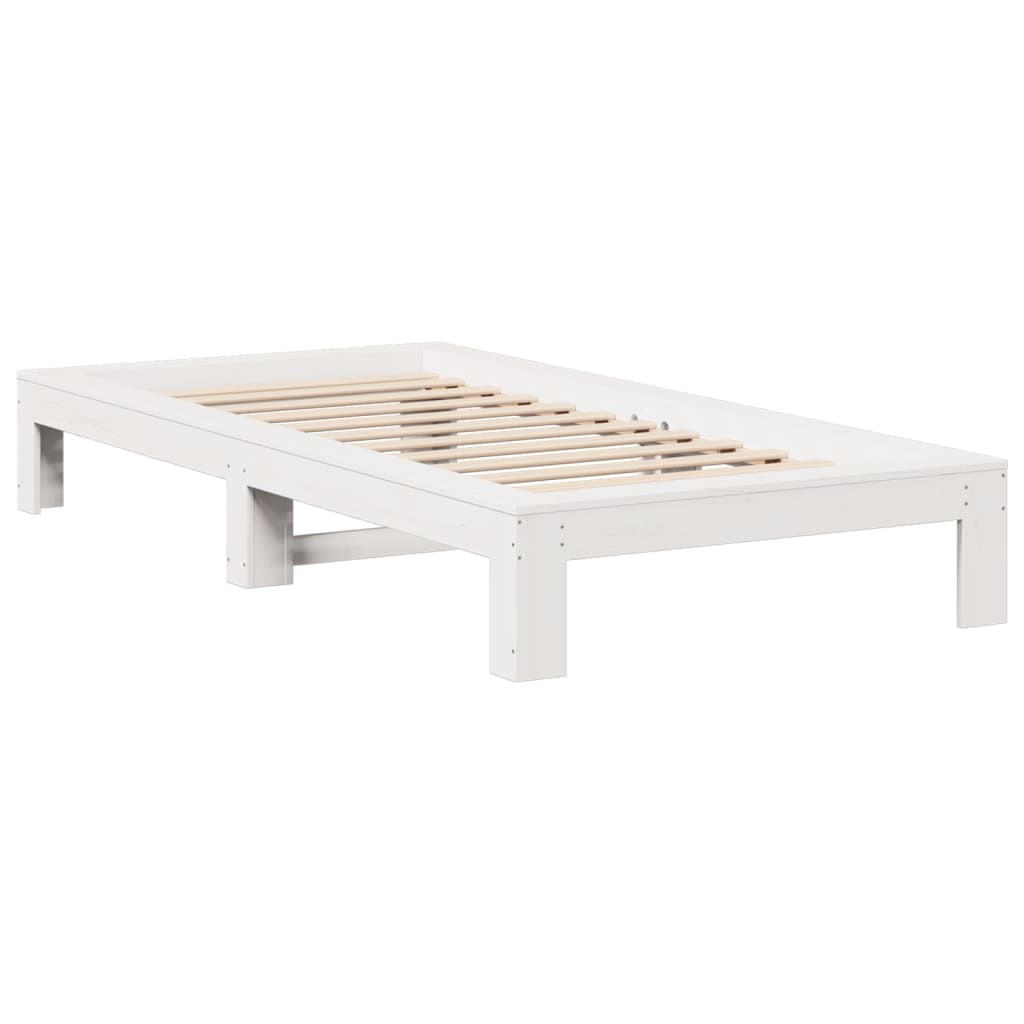 vidaXL Posteľ bez matraca biela 100x200 cm borovicový masív