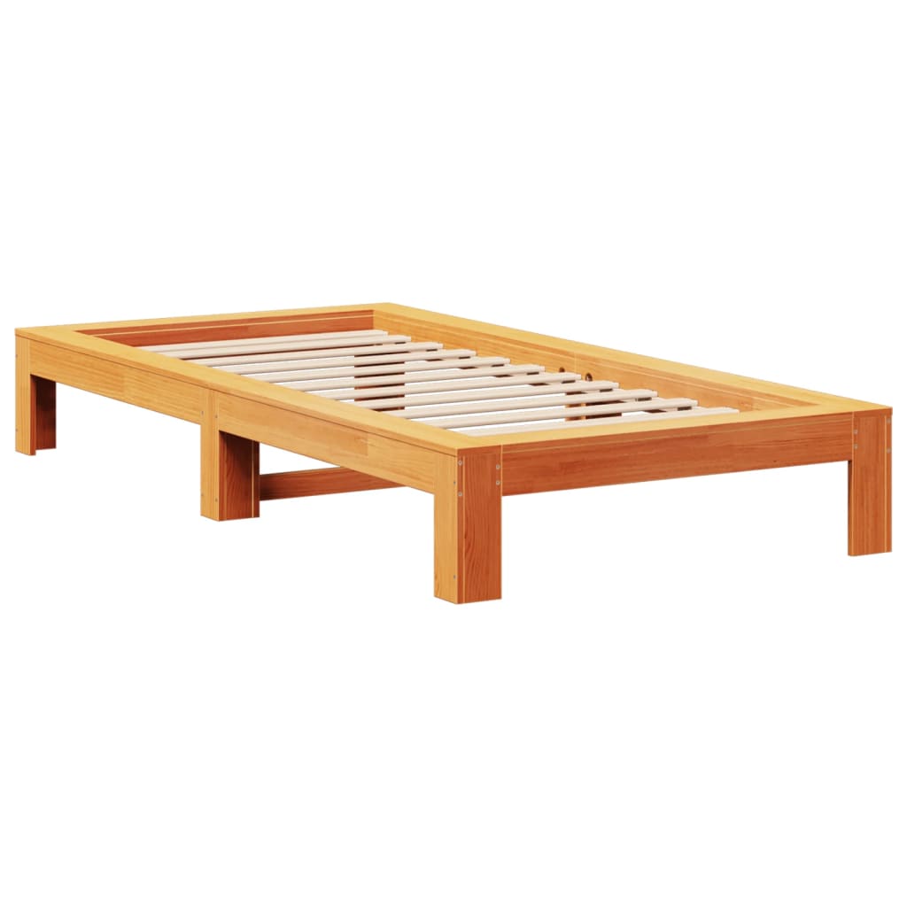 vidaXL Bedframe zonder matras massief grenenhout wasbruin 100x200 cm afbeelding