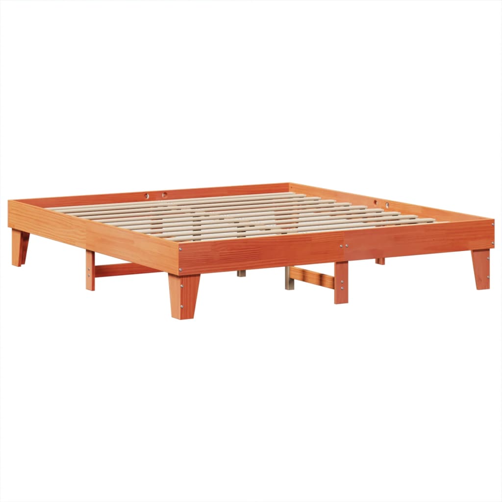 vidaXL Bedframe zonder matras massief grenenhout wasbruin 200x200 cm afbeelding
