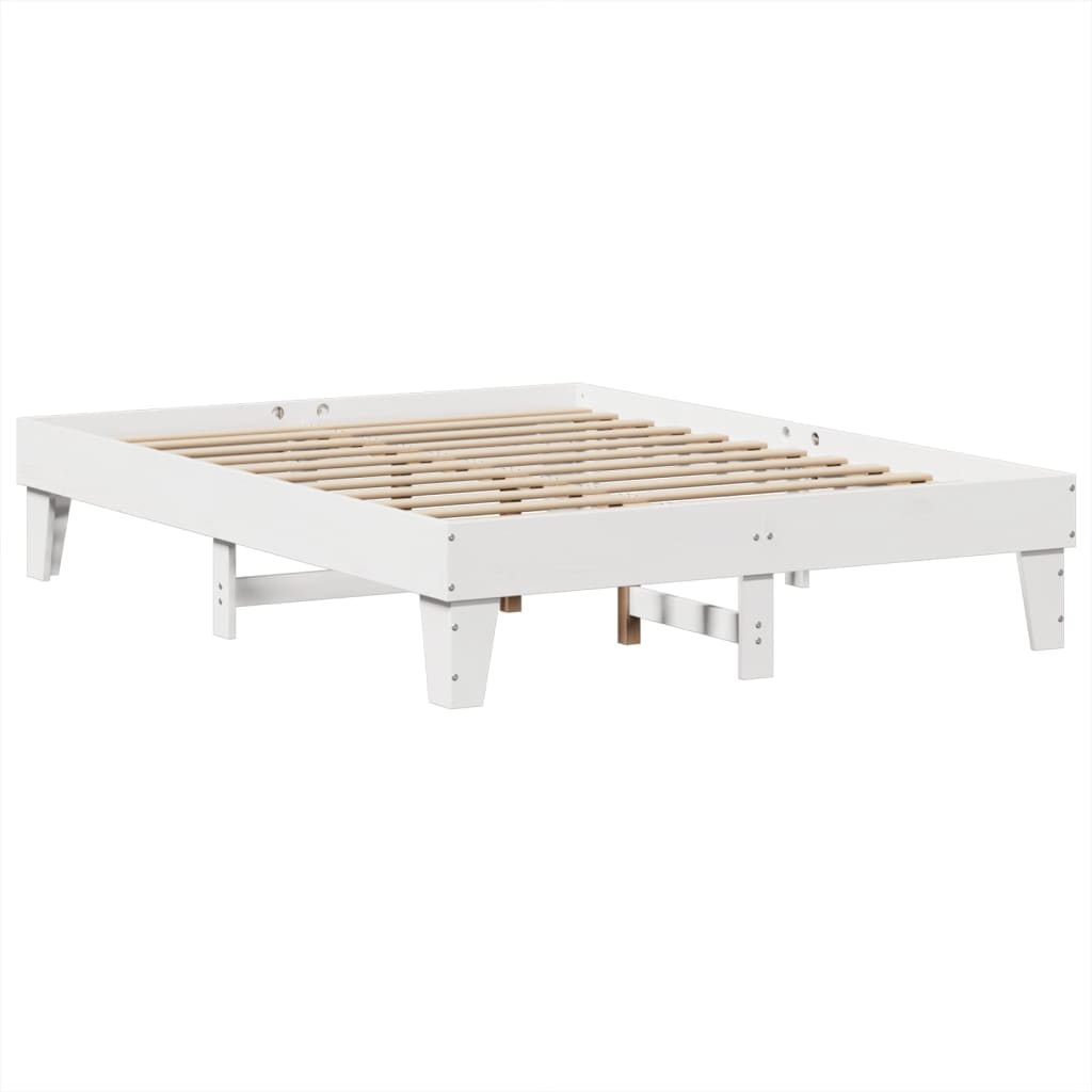 vidaXL Bedframe zonder matras massief grenenhout wit 150x200 cm afbeelding