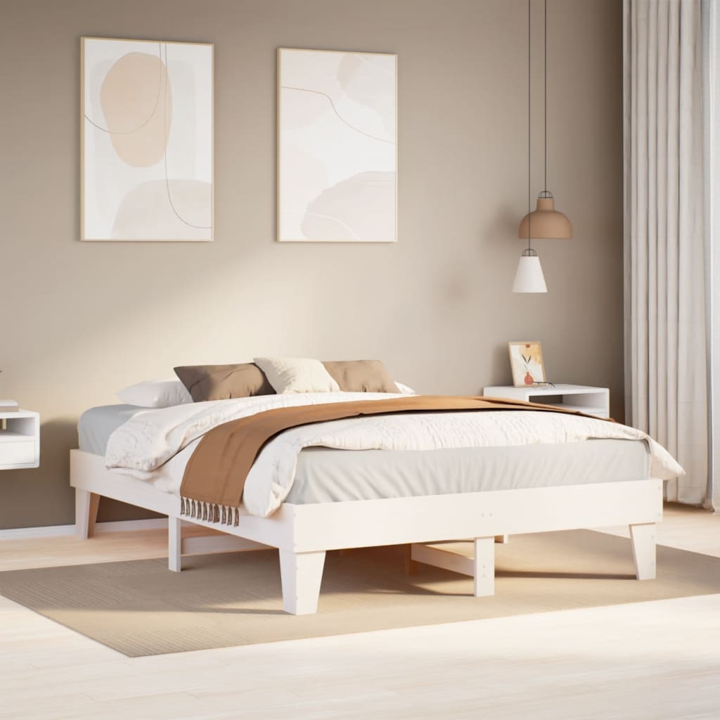 vidaXL sengeramme uden madras 150x200 cm massivt fyrretræ hvid