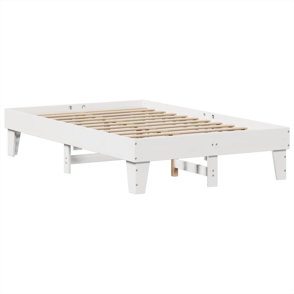 vidaXL Cadru de pat fără saltea, alb, 120x200 cm, lemn masiv pin
