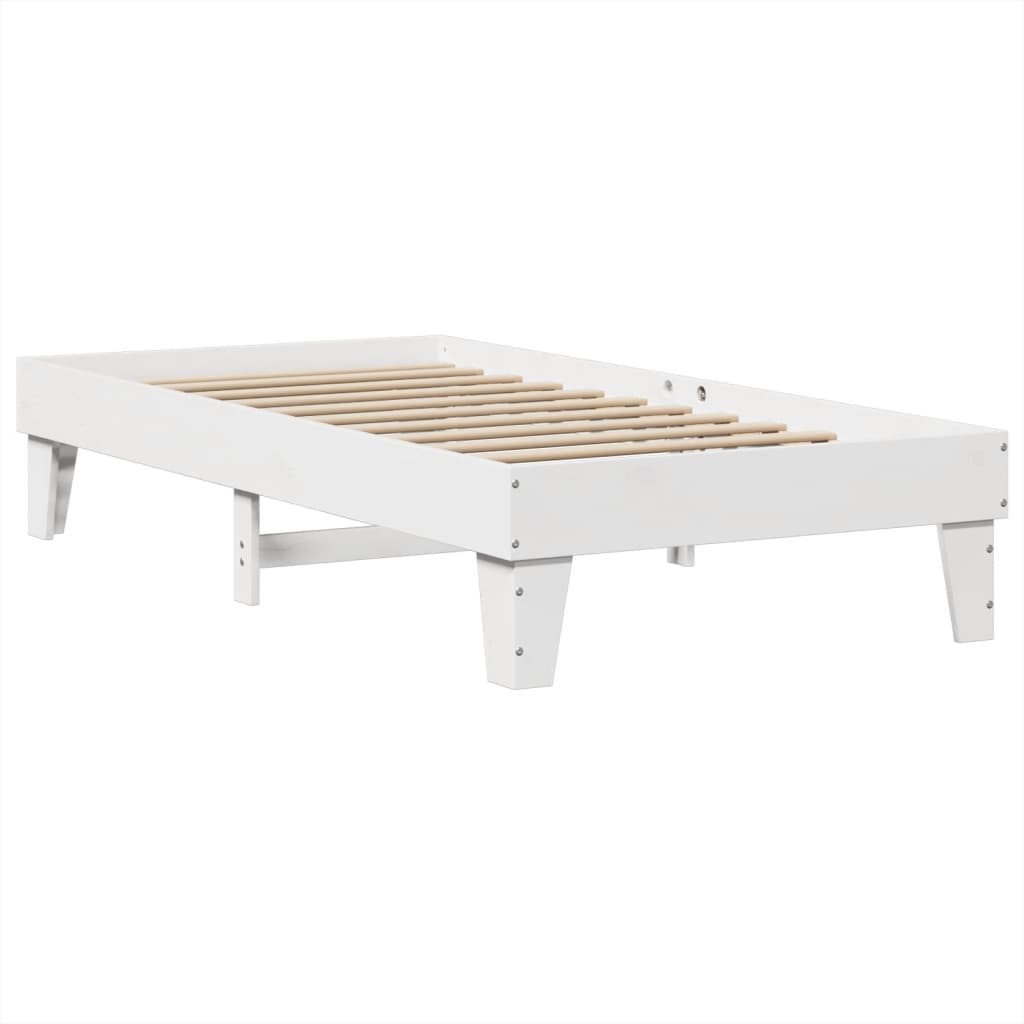 vidaXL Bedframe zonder matras massief grenenhout wit 90x200 cm afbeelding